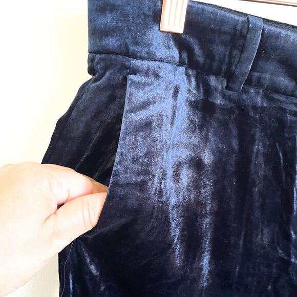 Whimsigoth Dark Velvet Fairy Wide Leg Women Pants Size 8 Navy Grunge Y2K 90s - Picture 3 of 7